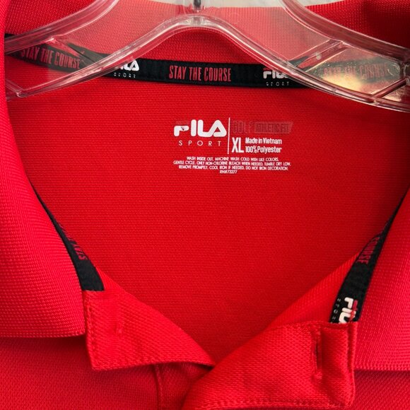 Fila Mens Stay the Course Athletic Fit Red Golf Polo - Size XL - Picture 4 of 7